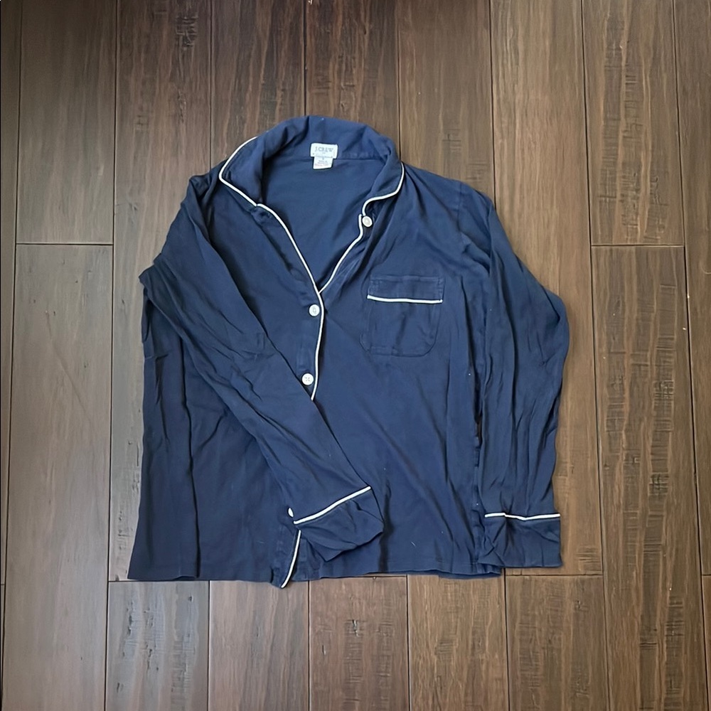 Navy Blue J. Crew Pajama Top with White Trim